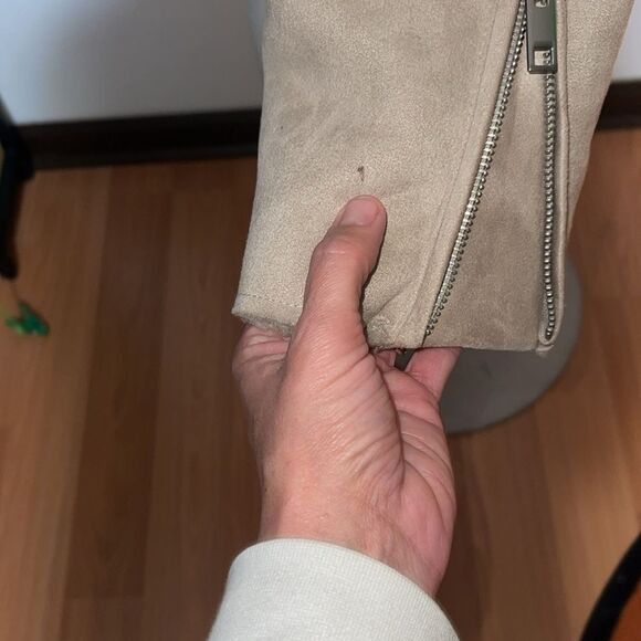 H&M Faux Suede Shearling-Lined Biker Jacket Size 2 - Picture 14 of 14